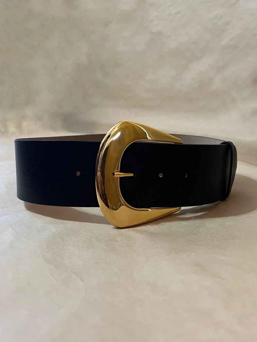 B-Low The Belt | Matilda Belt Pebbled Leather Gold Buckle Wide Black Size XS